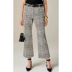 J. Crew High Rise Kickout Jean Leopard Print Sailor Pockets Size 29